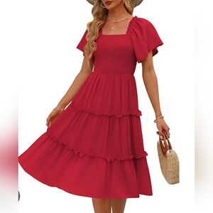 NWT Lillusory Scarlet Tiered Midi Dress Sz L #1366